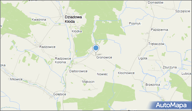 mapa Gronowice, Gronowice gmina Dziadowa Kłoda na mapie Targeo
